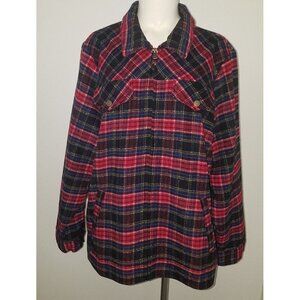 NWT CJ Banks Jacket Women's 2X 20/22W Full-Zip Lined Red Black Yellow Blue Plaid